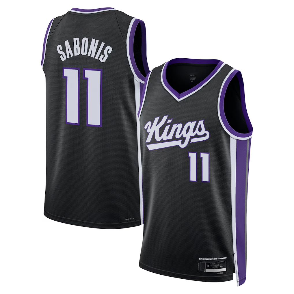 Pouc S.kings #11 Domantas Sabonis Black Swingman Player Jerseys - Icon Edition
