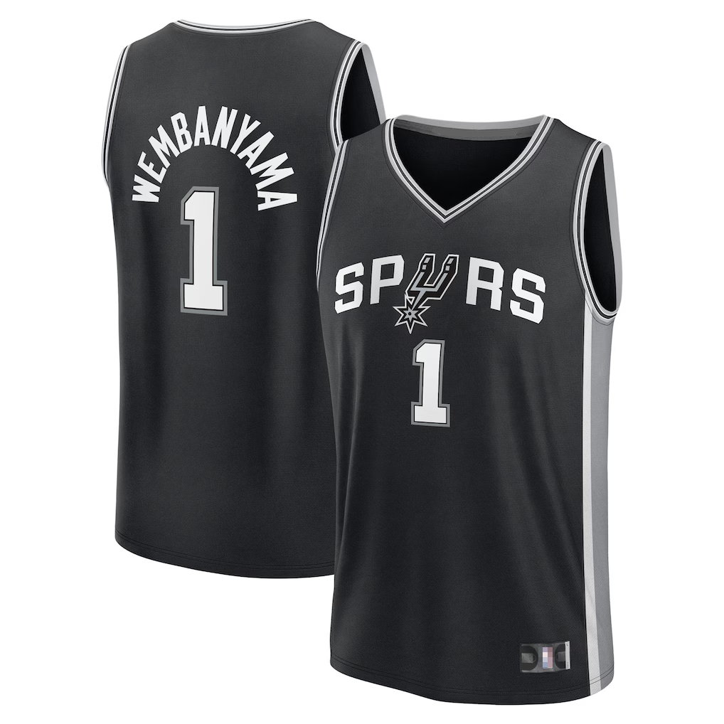 Pouc SA.Spurs #1 Victor Wembanyama Black Swingman Jerseys - Icon Edition