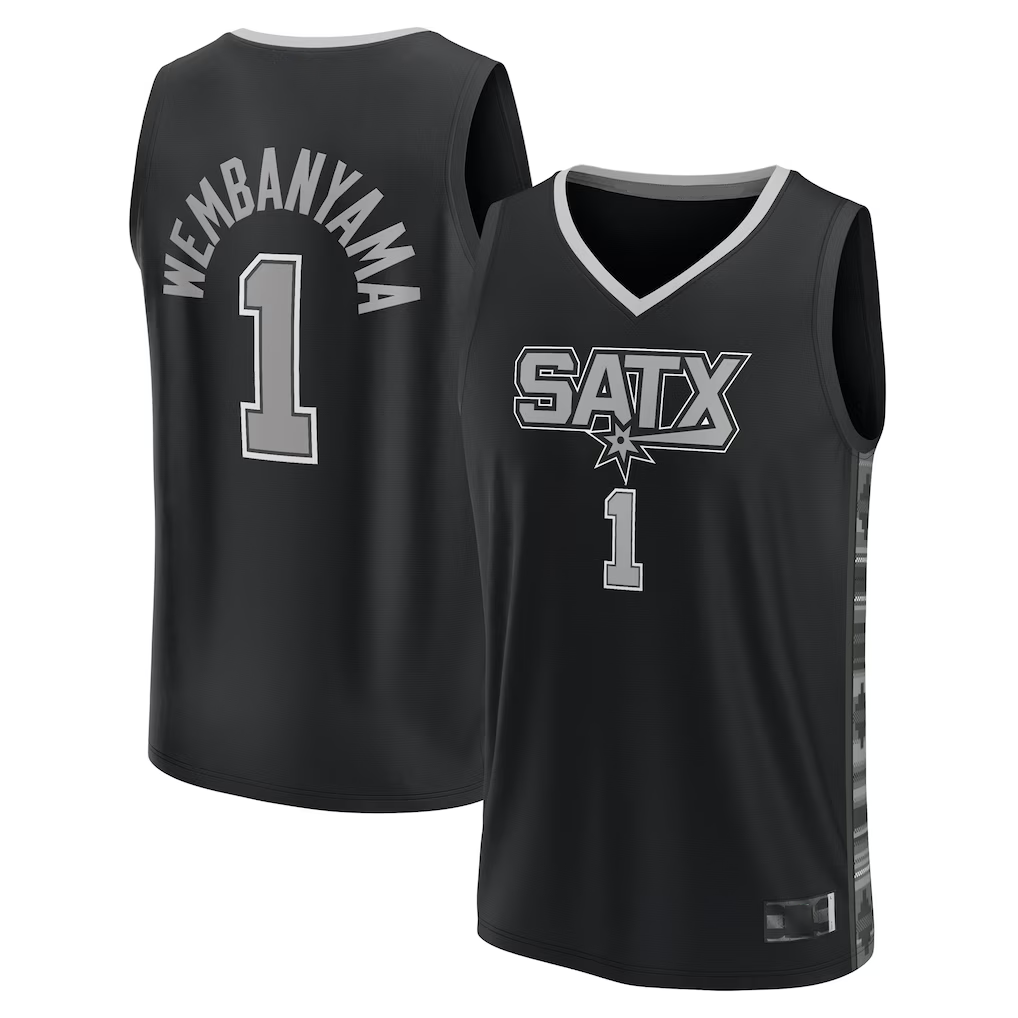 Pouc SA.Spurs #1 Victor Wembanyama Fanatics Black Fast Break Player Jerseys - Statement Edition