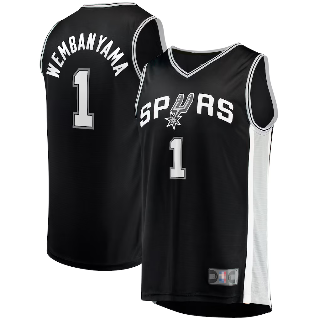 Pouc SA.Spurs #1 Victor Wembanyama Fanatics Black Fast Break Replica Jerseys - Icon Edition