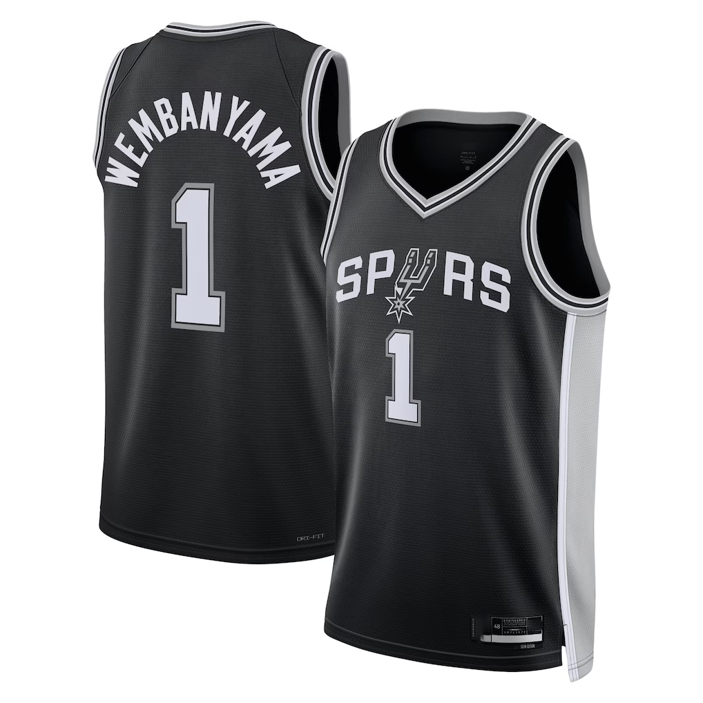 Pouc SA.Spurs #1 Victor Wembanyama Fanatics Black Fast Break Replica Player Jerseys - Icon Edition