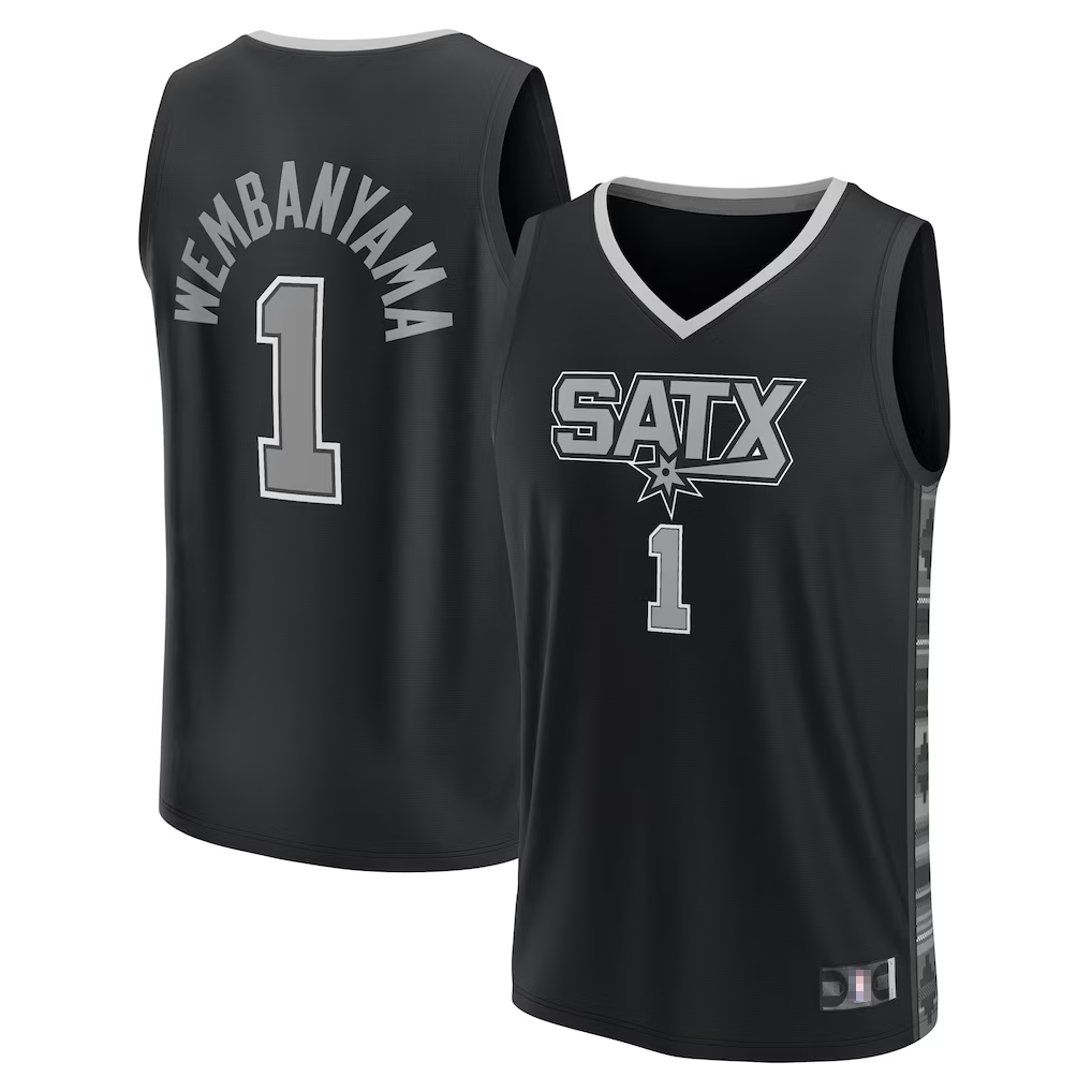 Pouc SA.Spurs #1 Victor Wembanyama Fanatics Black Fast Break Replica Player Jerseys - Statement Edition