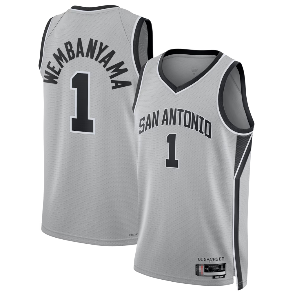 Pouc SA.Spurs #1 Victor Wembanyama Silver Swingman Jerseys - Statement Edition