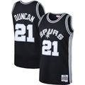 Pouc SA.Spurs #21 Tim Duncan Mitchell & Ness Black 1998-1999 Big & Tall Hardwood Classics Swingman Jerseys