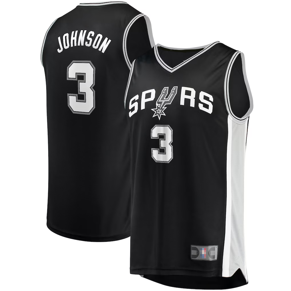 Pouc SA.Spurs #3 Keldon Johnson Fanatics Black Fast Break Replica Jerseys - Icon Edition