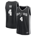 Pouc SA.Spurs #4 De'Aaron Fox Fanatics Black Fast Break Replica Player Jerseys - Icon Edition