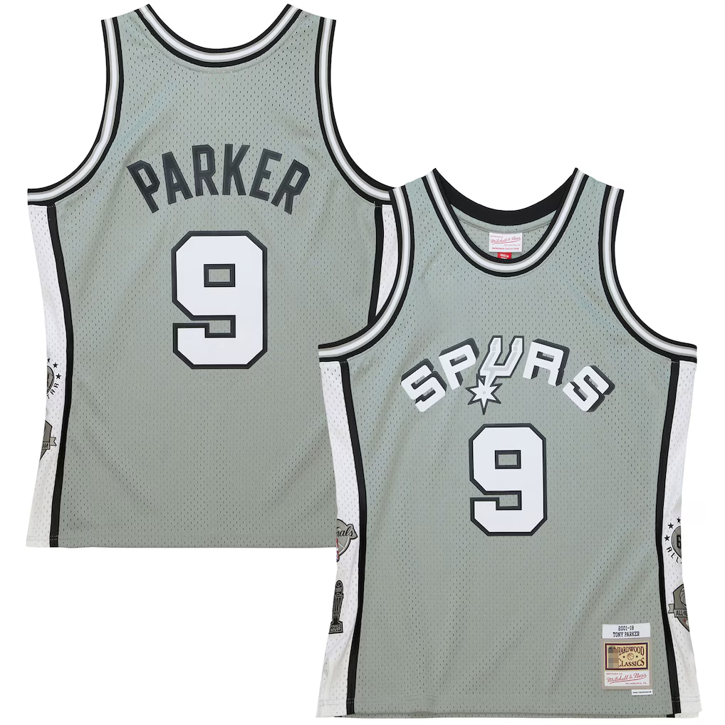 Pouc SA.Spurs #9 Tony Parker Mitchell & Ness Gray Hall of Fame Class of 2023 Throwback Swingman Jerseys