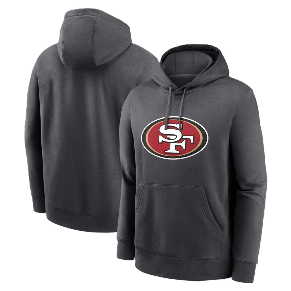 Pouc SF.49ers Gray Pullover Hoodies Home Game Blank Player Stitched Jerseys