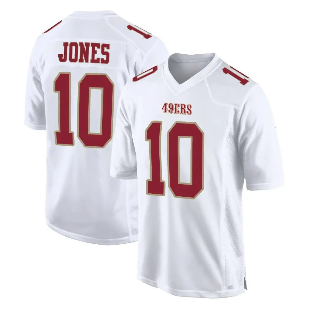 Pouc SF.49ers #10 Mac Jones Player White Fashion Home Game Stitched Jerseys
