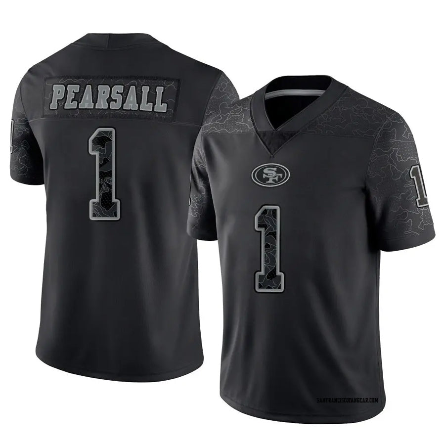Pouc SF.49ers #1 Ricky Pearsall Player Black RFLCTV Limited Stitched Jerseys