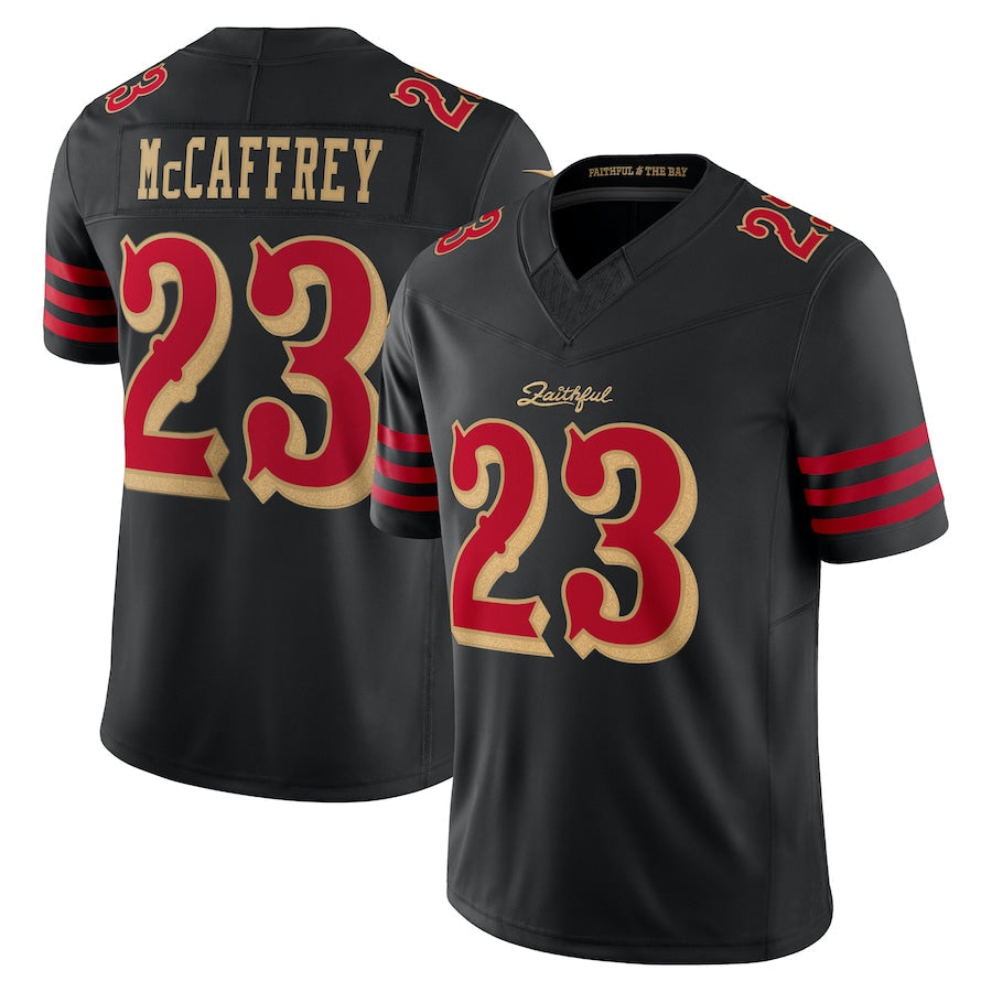 Pouc SF.49ers #23 Christian McCaffrey Player Rivalries Collection Vapor Limited Black  Stitched Jerseys