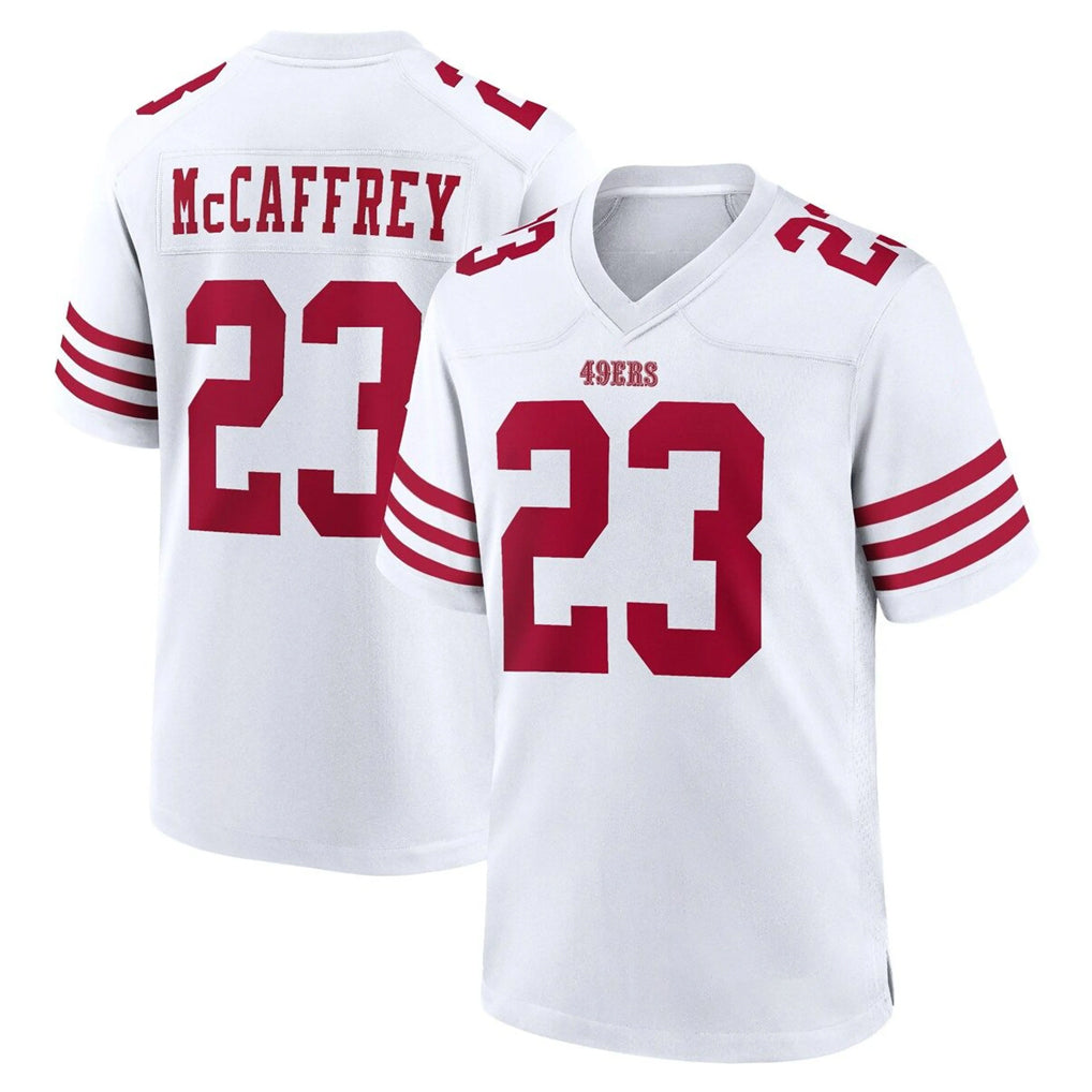 Pouc SF.49ers #23 Christian McCaffrey Player White Game Home Stitched Jerseys