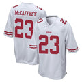 Pouc SF.49ers #23 Christian McCaffrey Player White Home Game Stitched Jerseys