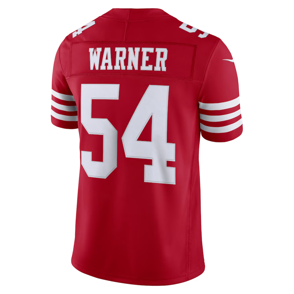 Pouc SF.49ers #54 Fred Warner Scarlet Team Vapor F.U.S.E. Stitched Limited Jerseys