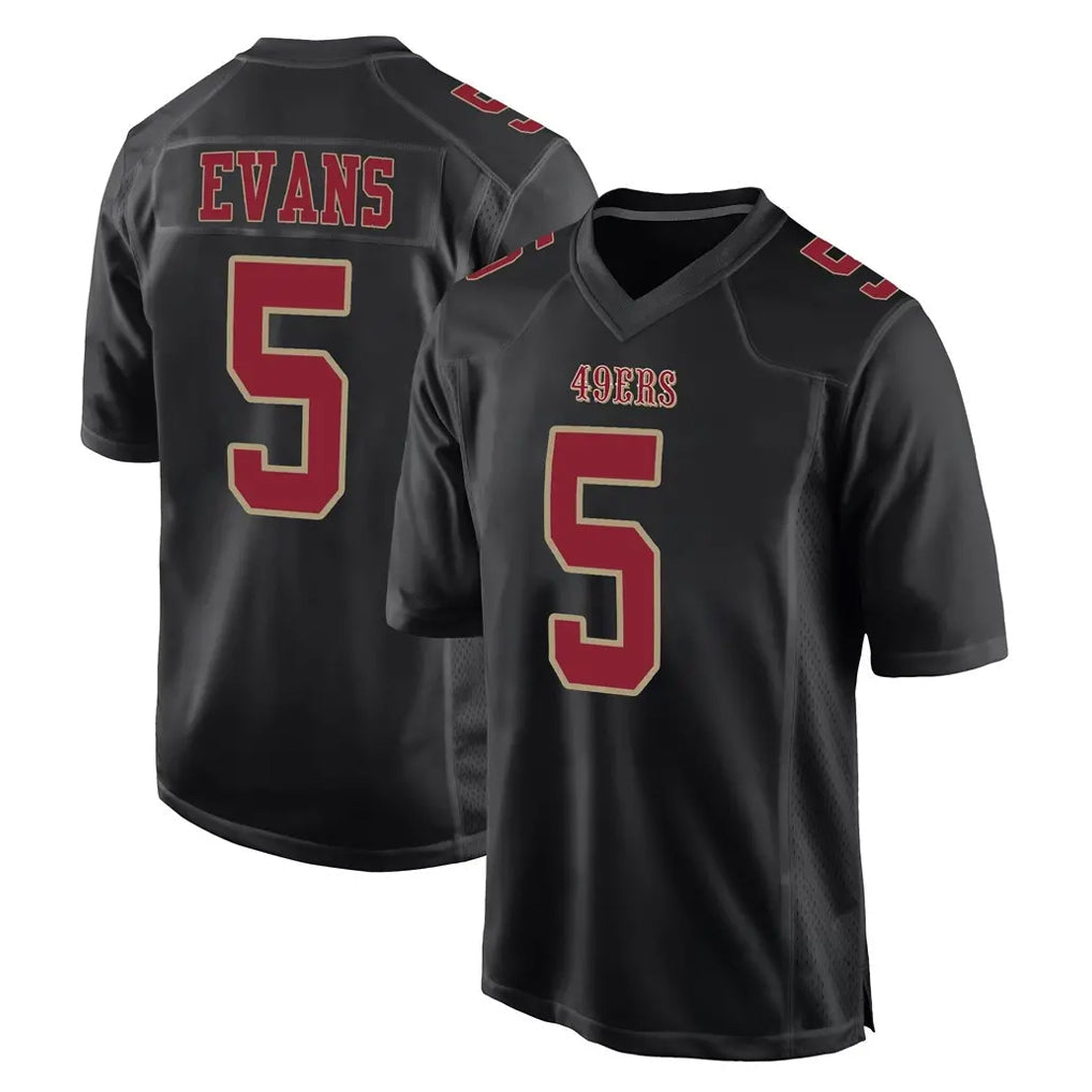 Pouc SF.49ers #5 Mike Evans Player Black Fashion Home Game Stitched Jerseys