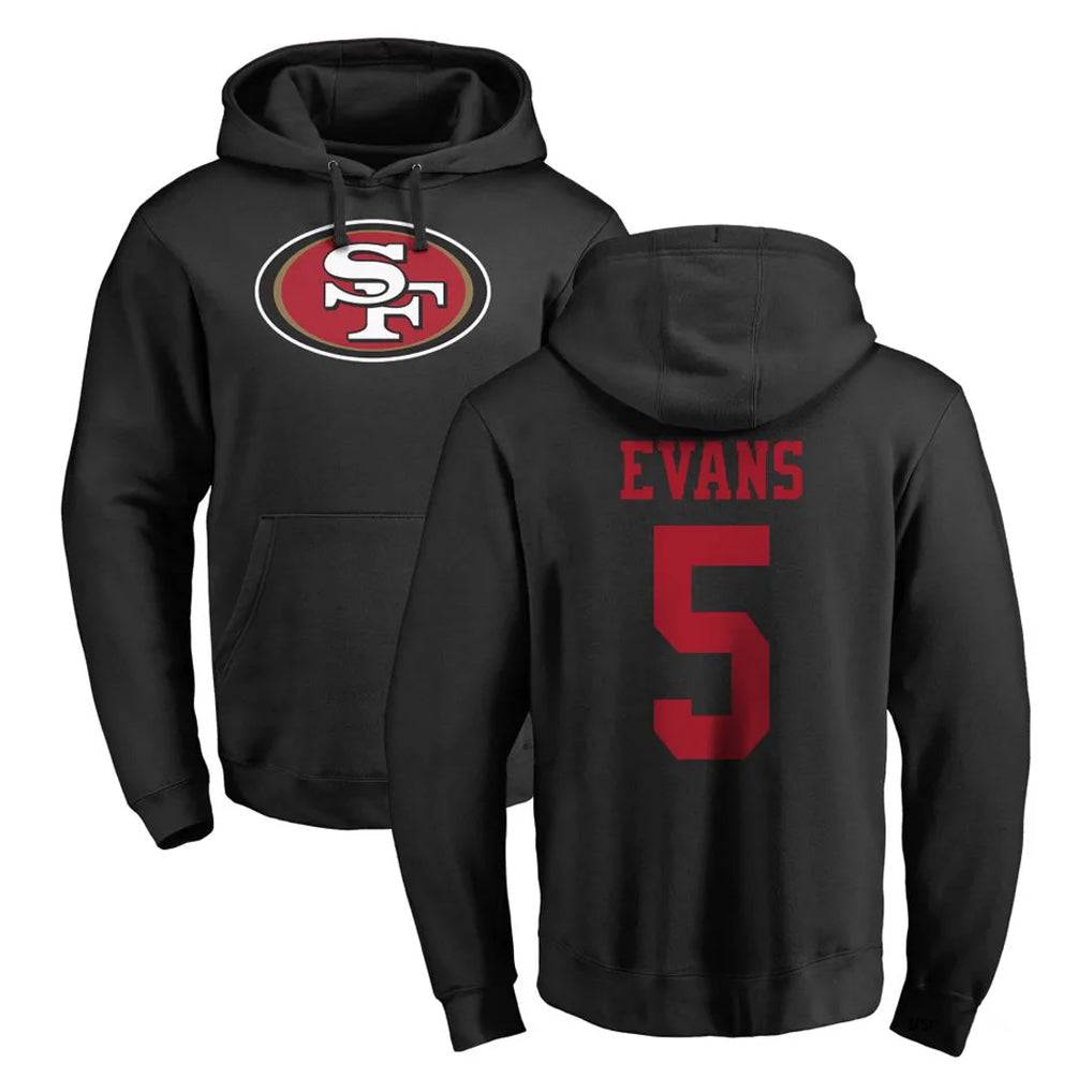 Pouc SF.49ers #5 Mike Evans Player Black LOGO Pullover Hoodies Home Game Stitched Jerseys