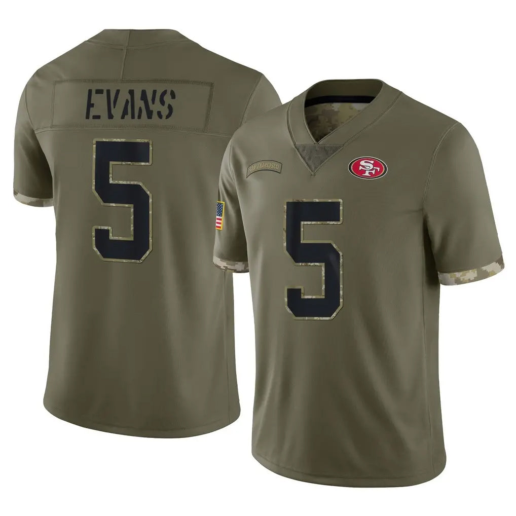 Pouc SF.49ers #5 Mike Evans Player Olive Limited Salute To Service Home Game Stitched Jerseys