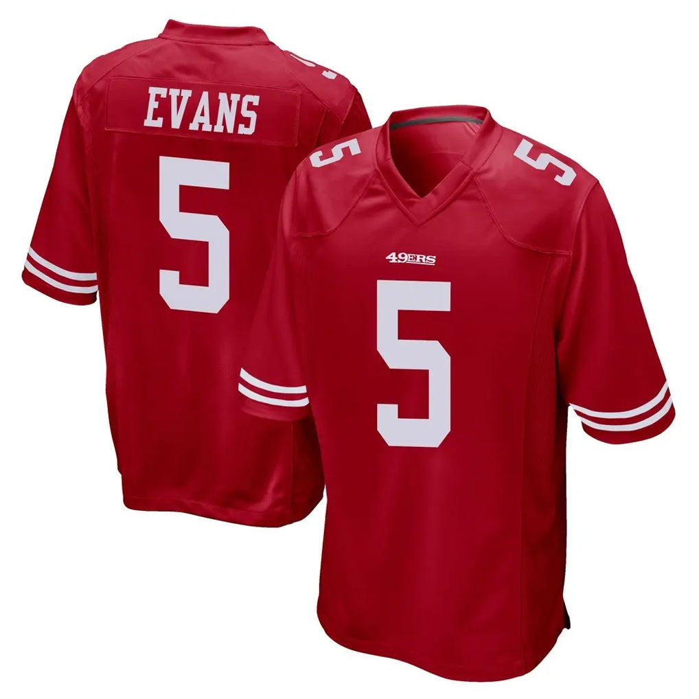 Pouc SF.49ers #5 Mike Evans Player Red Home Game Stitched Jerseys