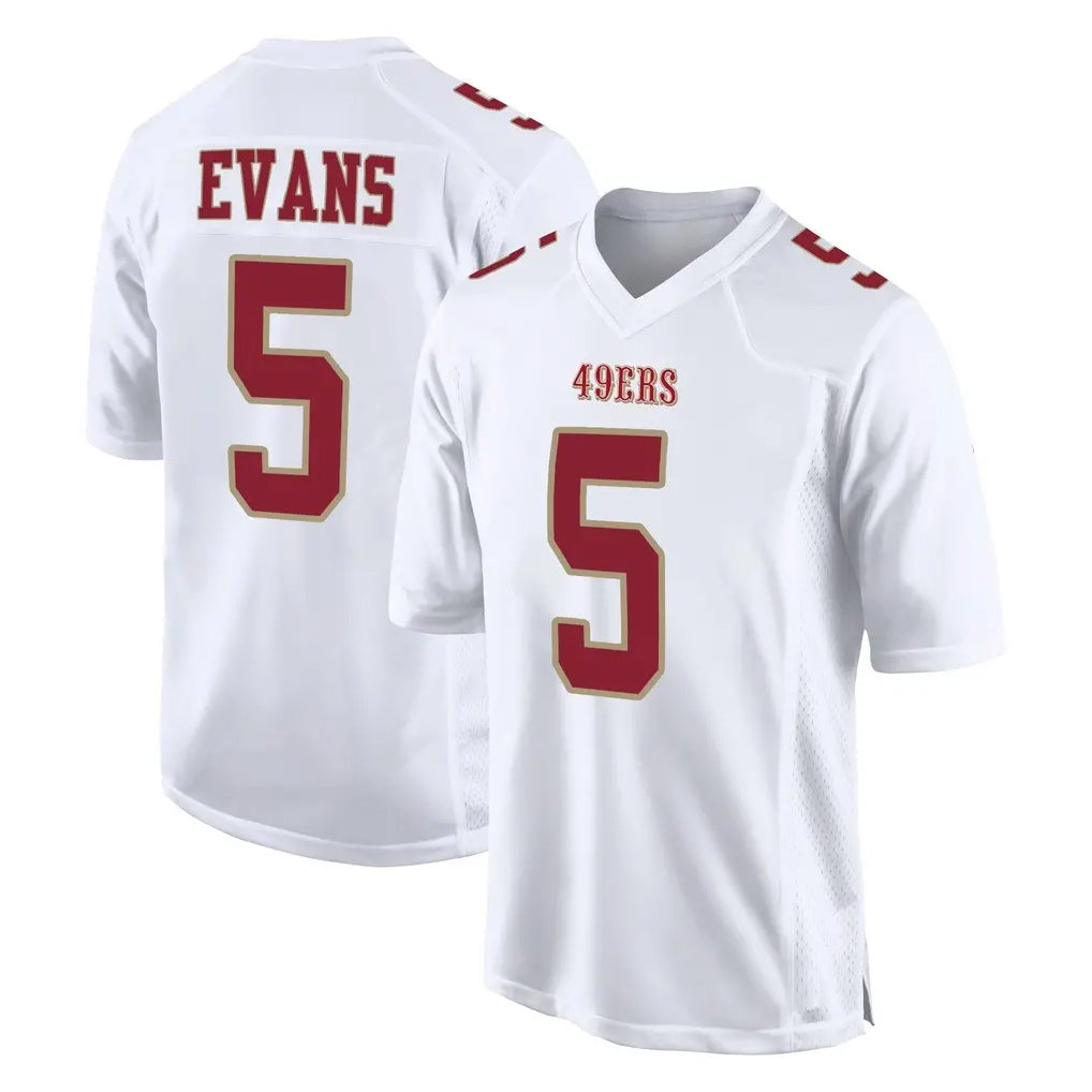 Pouc SF.49ers #5 Mike Evans Player White Fashion Home Game Stitched Jerseys