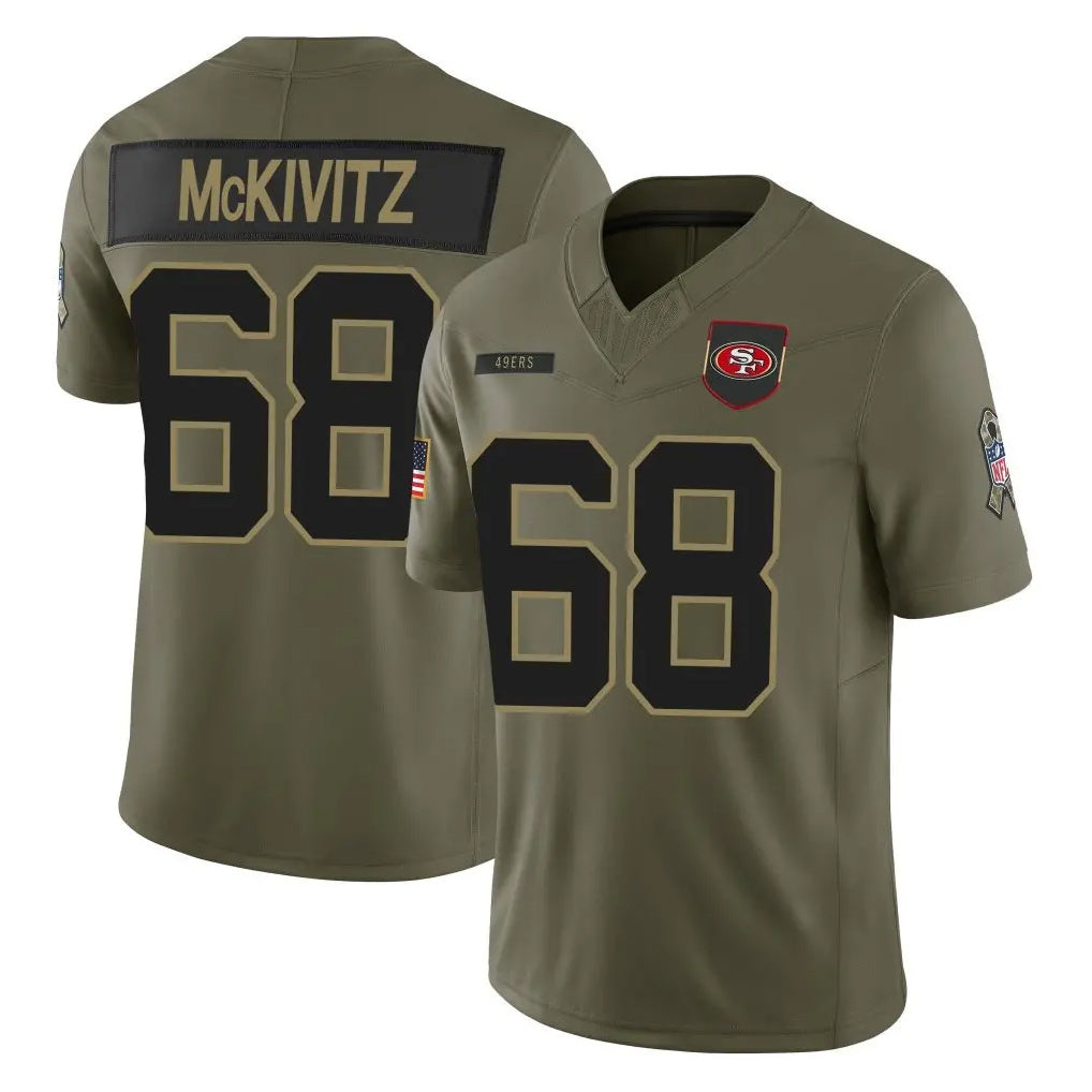 Pouc SF.49ers #68 Colton McKivitz Player Olive 2025 Salute To Service Limited Home Game Stitched Jerseys