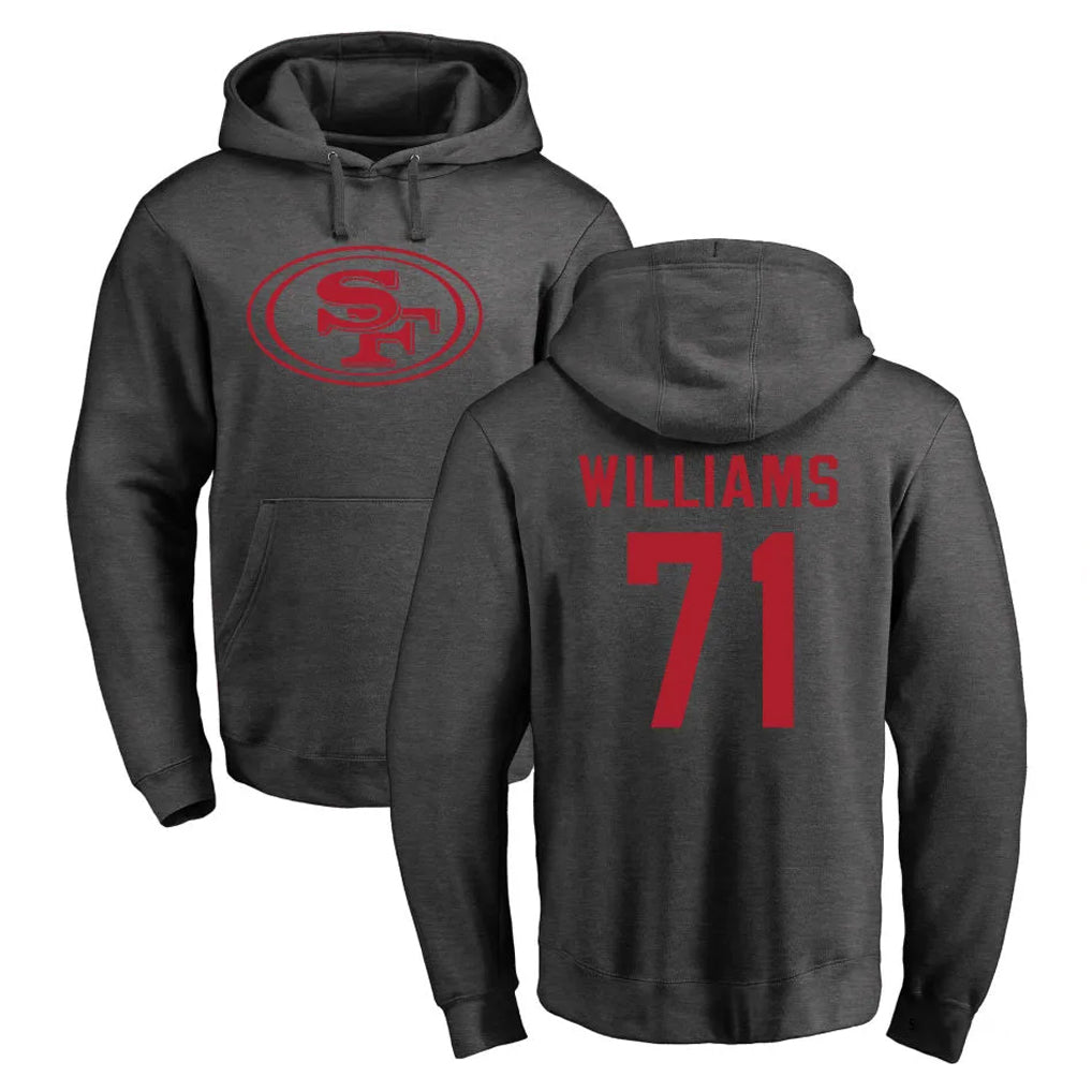 Pouc SF.49ers #71 Trent Williams Player Anthracite Pullover Hoodies Home Game Stitched Jerseys