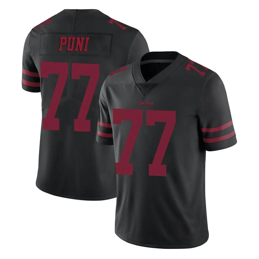 Pouc SF.49ers #77 Dominick Puni Player Black Alternate Limited Vapor Untouchable Home Game Stitched Jerseys