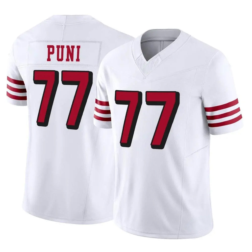 Pouc SF.49ers #77 Dominick Puni Player White Limited Alternate Vapor F.U.S.E. Home Game Stitched Jerseys