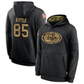 Pouc SF.49ers #85 George Kittle Player Black Salute to Service Hoodies Stitched Jerseys