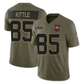 Pouc SF.49ers #85 George Kittle Player Olive 2025 Salute To Service Limited Home Game Stitched Jerseys