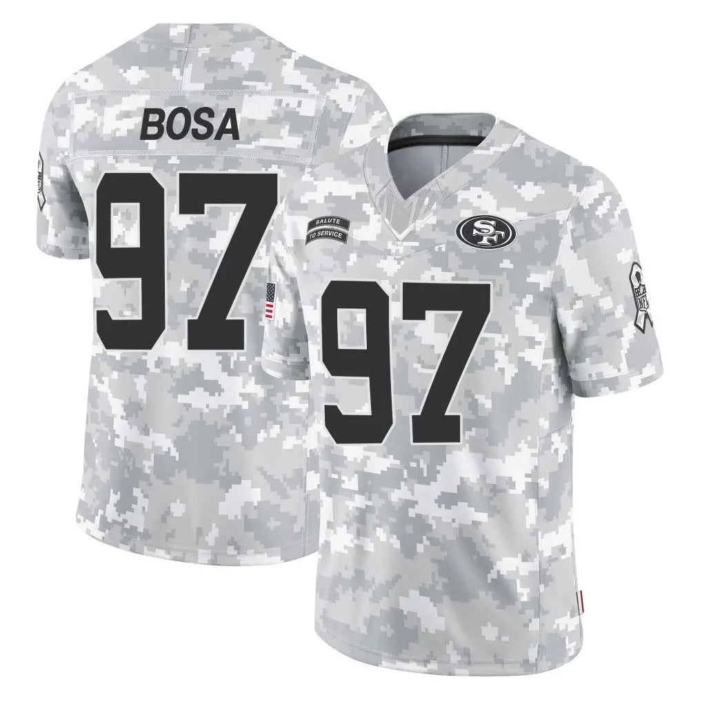 Pouc SF.49ers #97 Nick Bosa Player Arctic Camo Limited Salute To Service Home Game Stitched Jerseys