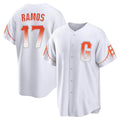 Pouc SF.Giants #17 Heliot Ramos Player White City Connect Home Game Stitched Jerseys