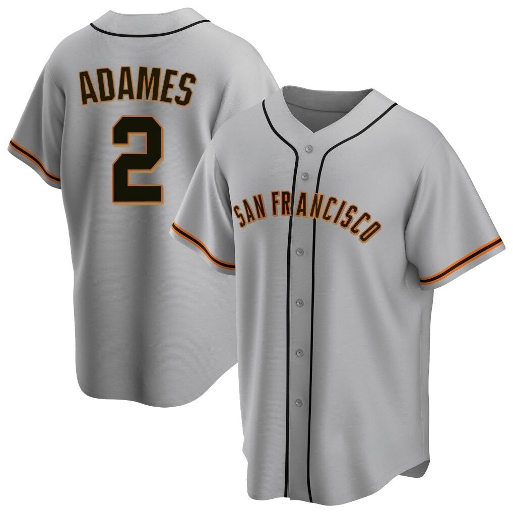 Pouc SF.Giants #2 Willy Adames Player Gray Home Game Stitched Jerseys