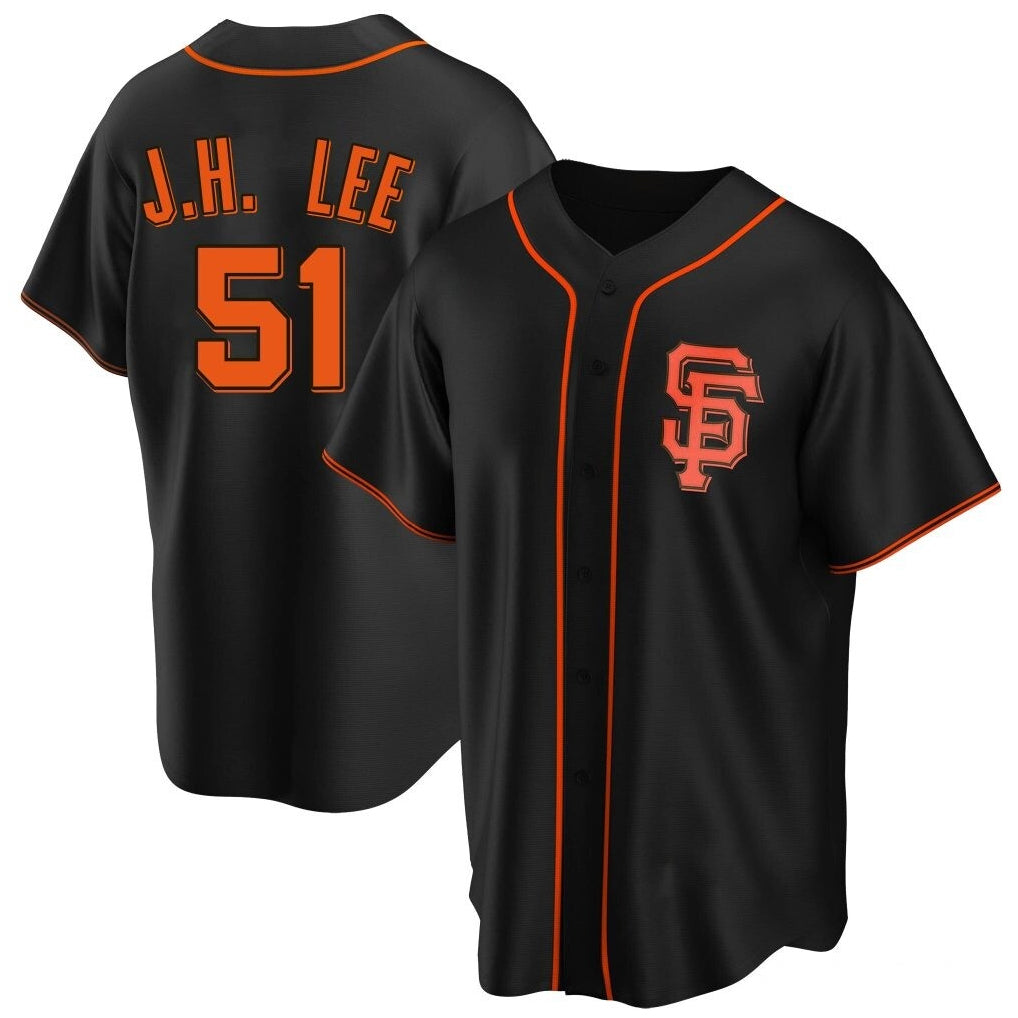Pouc SF.Giants #51 Jung Hoo Lee Player Black Home Game Stitched Jerseys