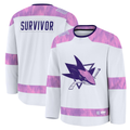 Pouc S.Jose Sharks White Hockey Fights Cancer Survivor Practice Jerseys
