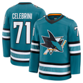 Pouc S.Jose Sharks #71 Macklin Celebrini Teal Home Premium Jerseys