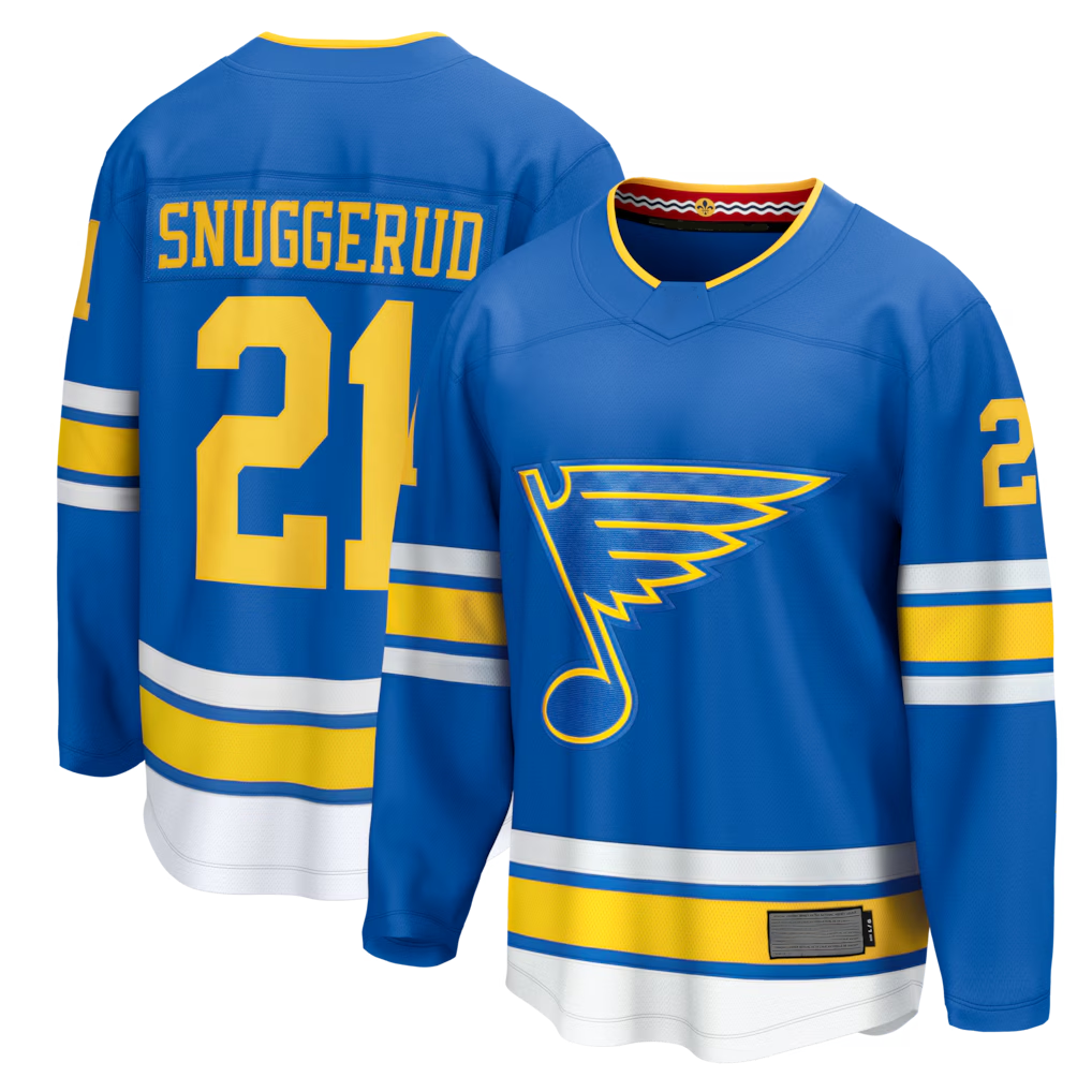 Pouc St.L.Blues #21 Blues Jimmy Snuggerud Blue Home Breakaway Jerseys