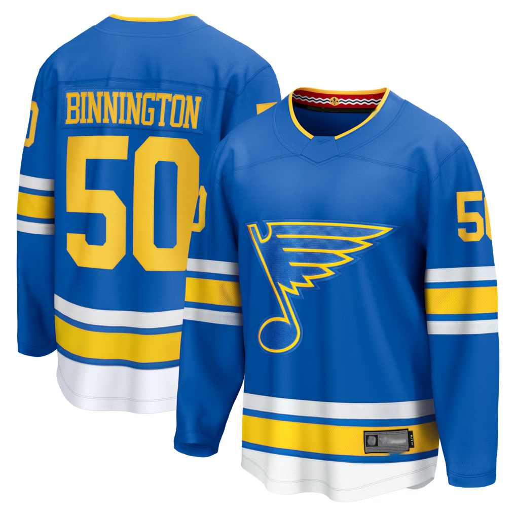 Pouc St.L.Blues #50 Jordan Binnington Blue Home Breakaway Jerseys