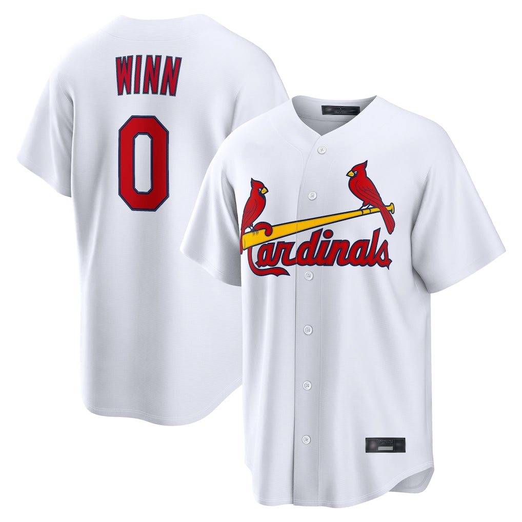 Pouc St. Louis Cardinals #0 Masyn Winn Player White Home Game Stitched Jerseys