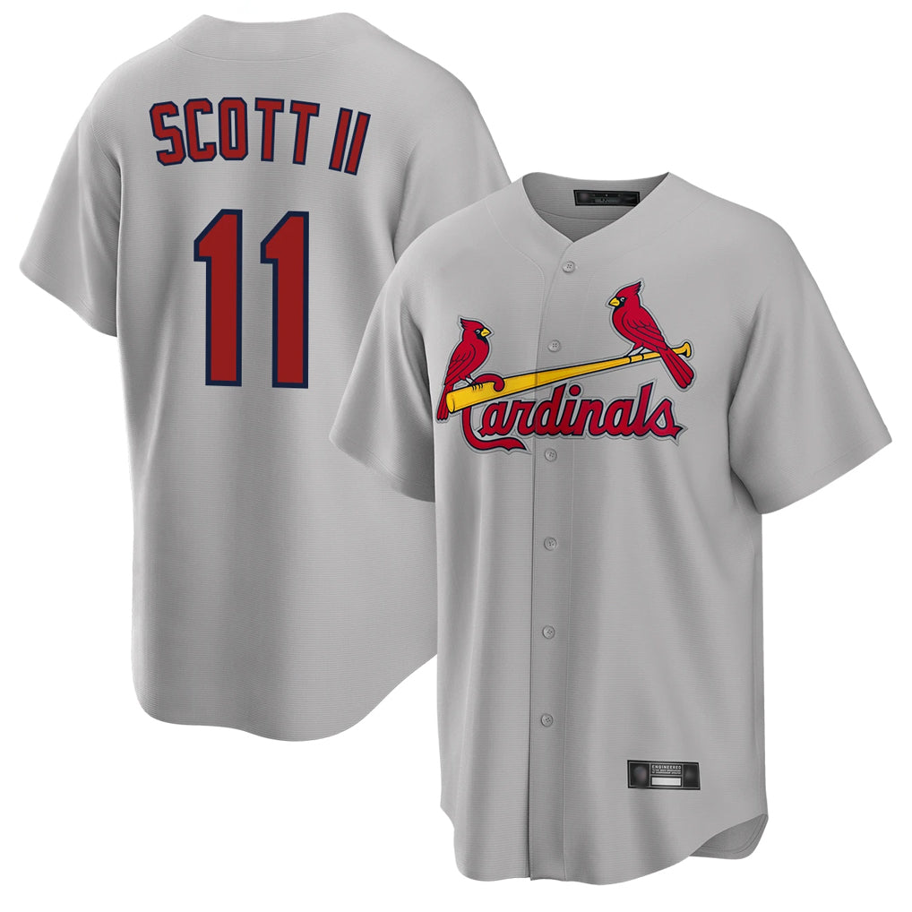 Pouc St. Louis Cardinals #11 Victor Scott II Player Gray Home Game Stitched Jerseys