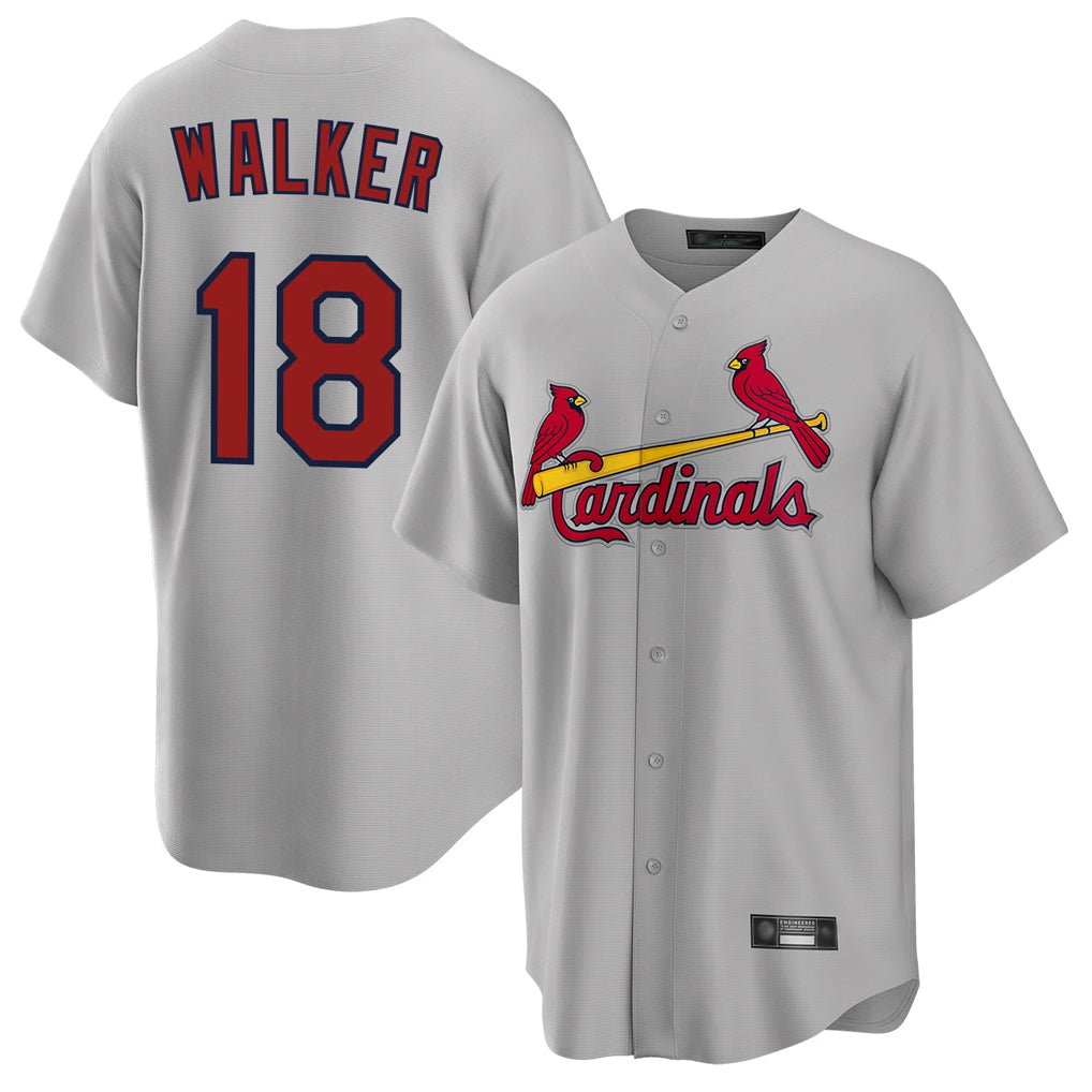 Pouc St. Louis Cardinals #18 Jordan Walker Player Gray Home Game Stitched Jerseys