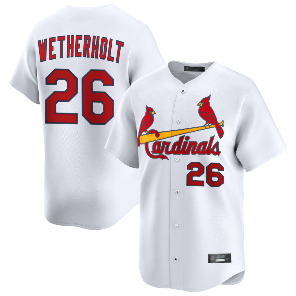 Pouc St. Louis Cardinals #26 JJ Wetherholt Player White Home Limited Stitched Jerseys