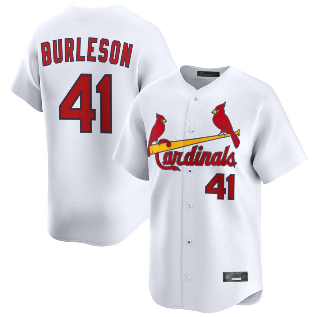 Pouc St. Louis Cardinals #41 Alec Burlesona Player White Home Limited Stitched Jerseys