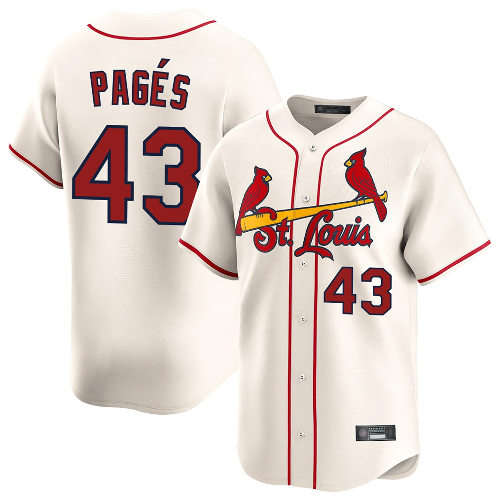 Pouc St. Louis Cardinals #43 Pedro Pages Player Cream Home Limited Stitched Jerseys