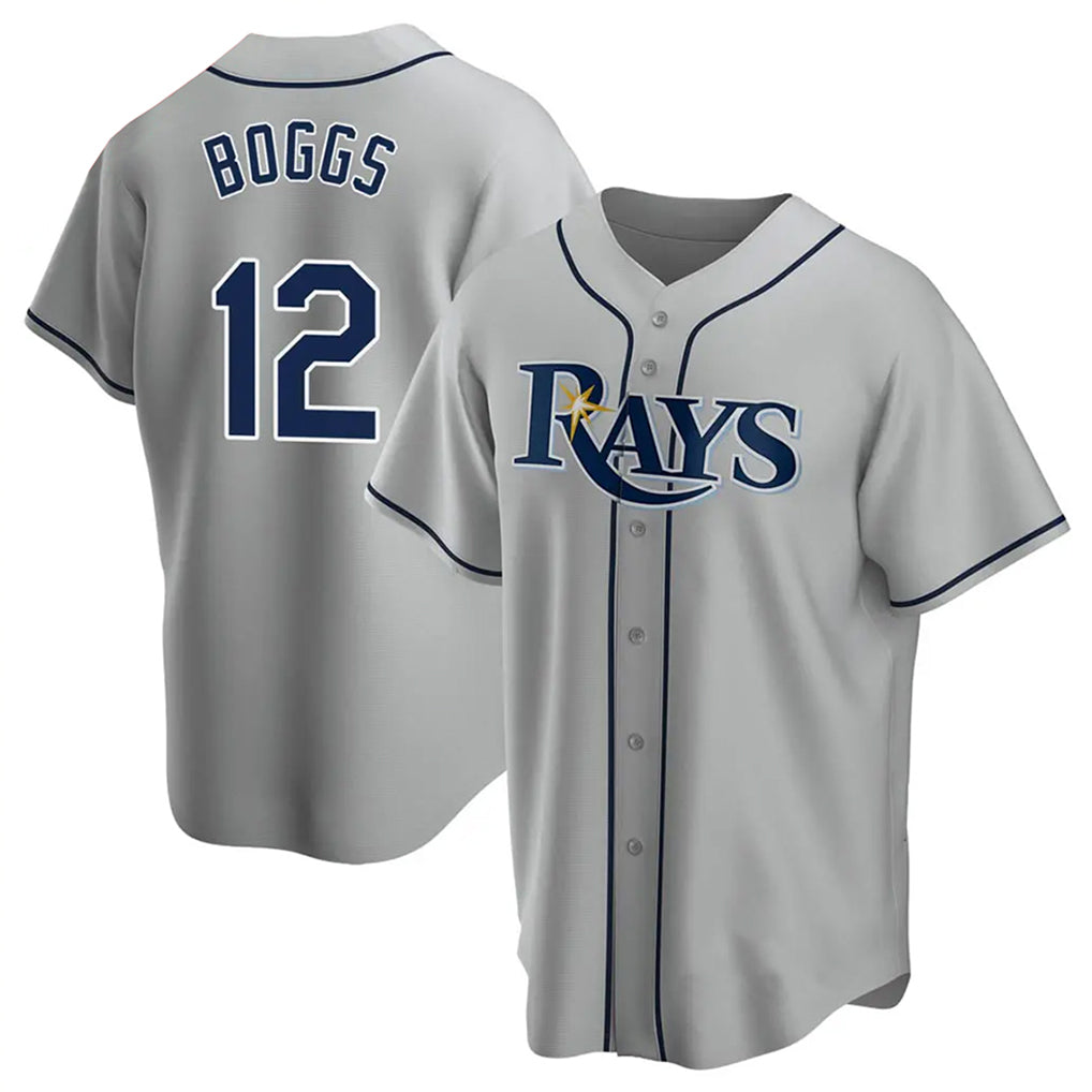 Pouc TB.Rays #12 Wade Boggs Player Gray Home Game Stitched Jerseys