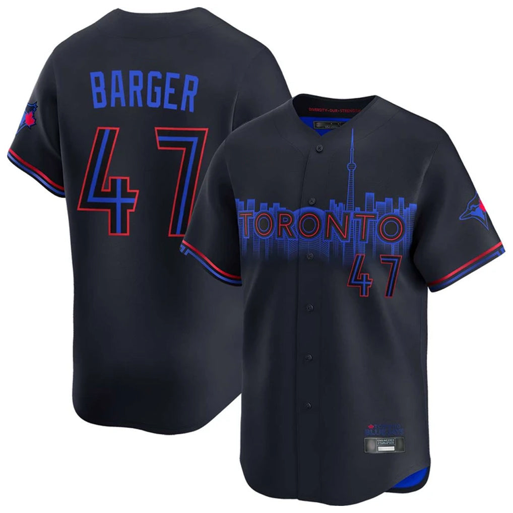 Pouc T.Blue Jays #47 Addison Barger Player Black&Blue City Connect Limited Stitched Jerseys