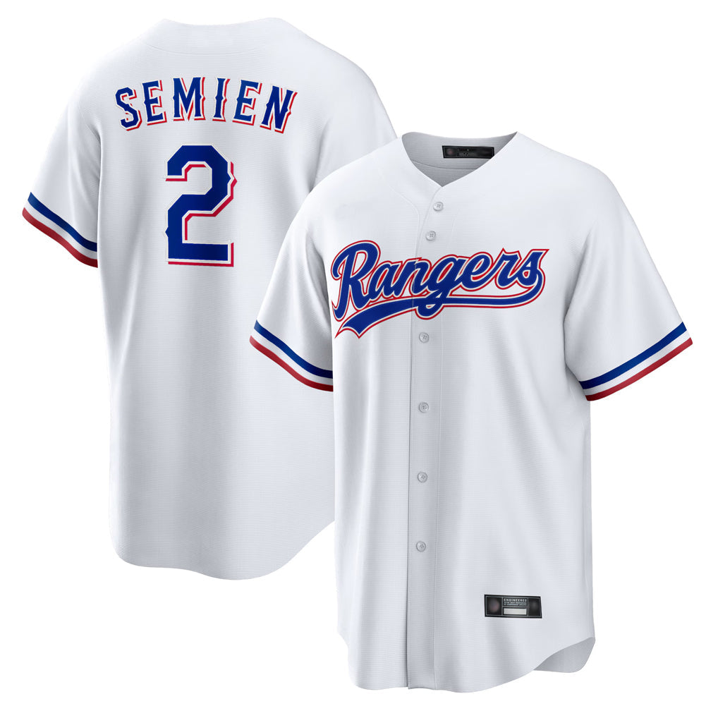 Pouc T.Rangers #2 Marcus Semien Player White Replica Game Stitched Jerseys