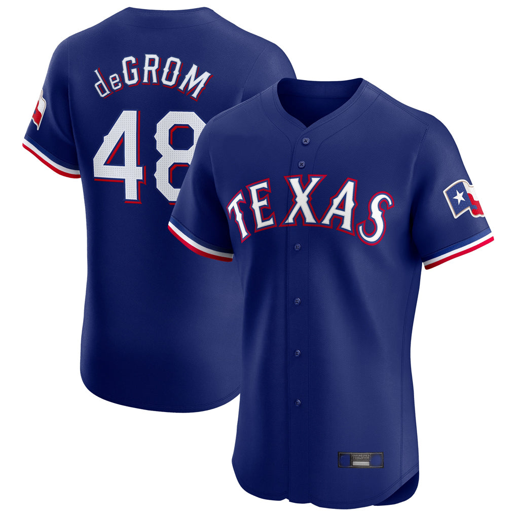 Pouc T.Rangers #48 Jacob deGrom Player Royal Elite Home Limited Stitched Jerseys