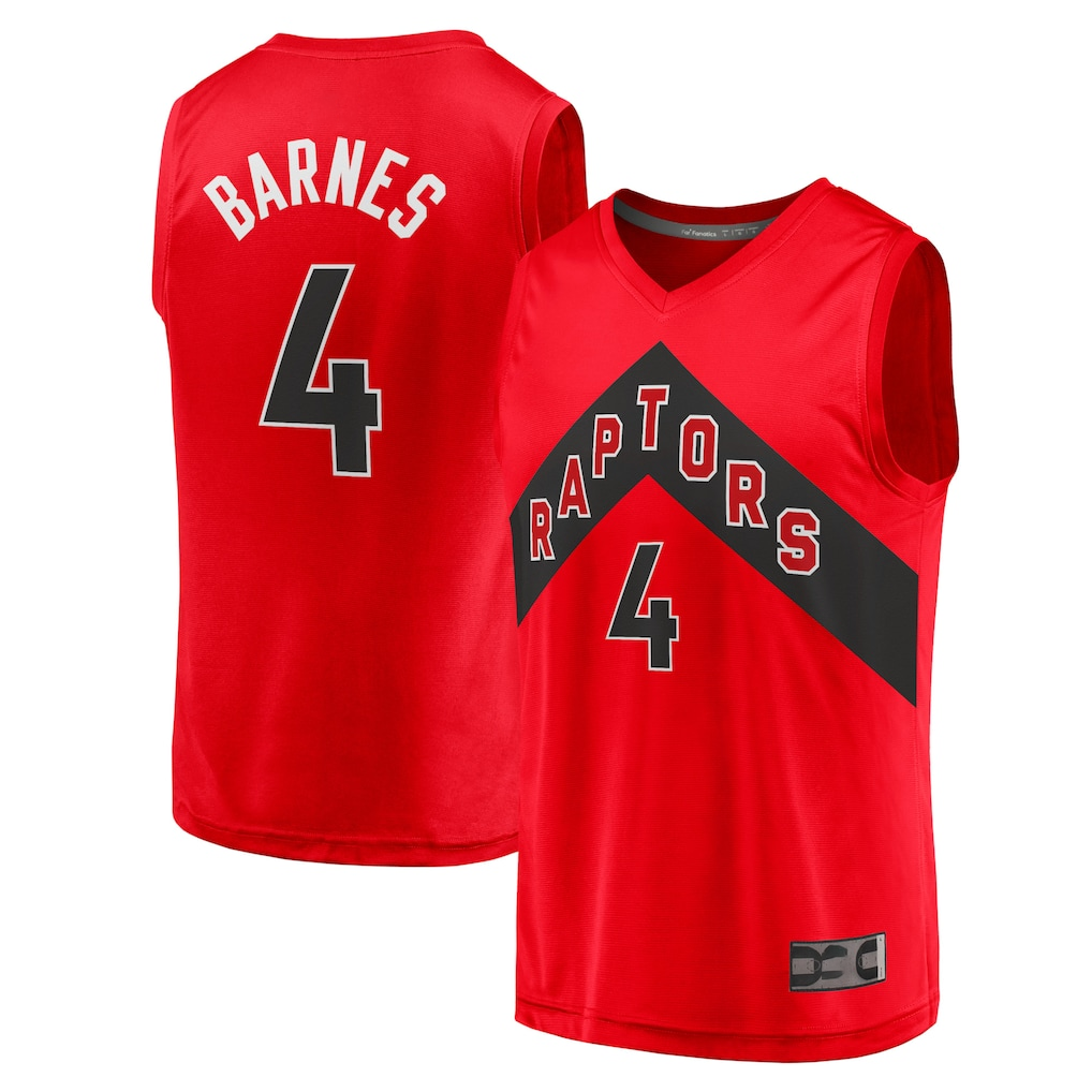 Pouc T.Raptors #4 Scottie Barnes Red Fast Break Replica Jerseys - Icon Edition