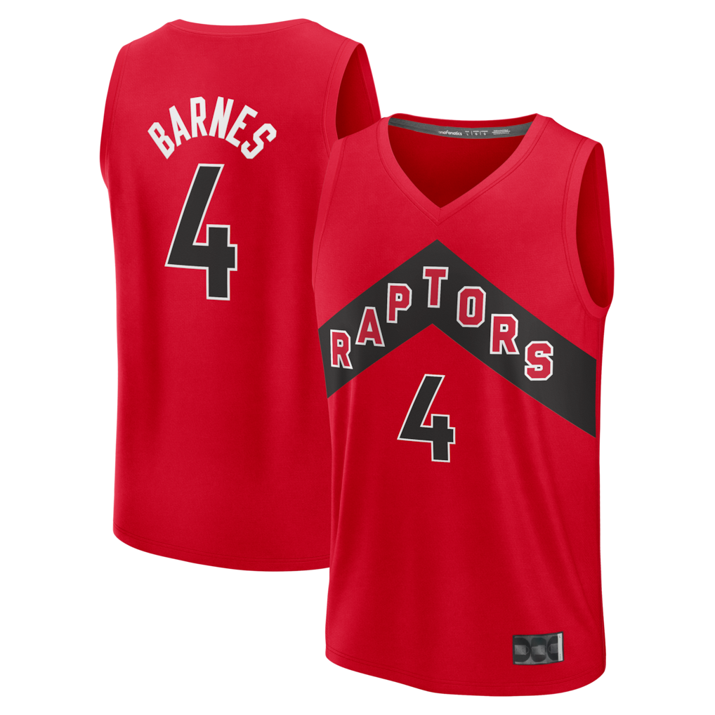 Pouc T.Raptors #4 Scottie Barnes Red Fast Break Replica Jerseys - Icon Edition
