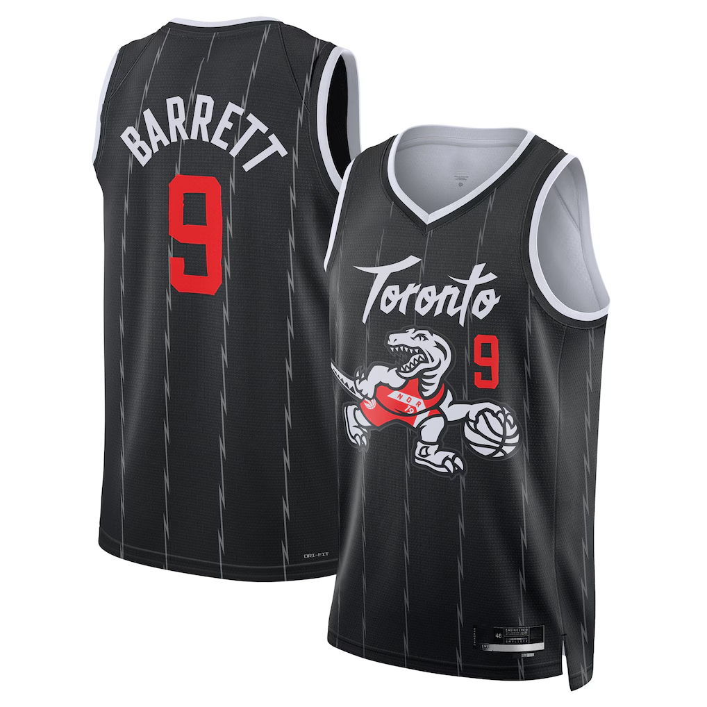 Pouc T.Raptors #9 RJ Barrett Black 2025-26 Swingman Jerseys - City Edition